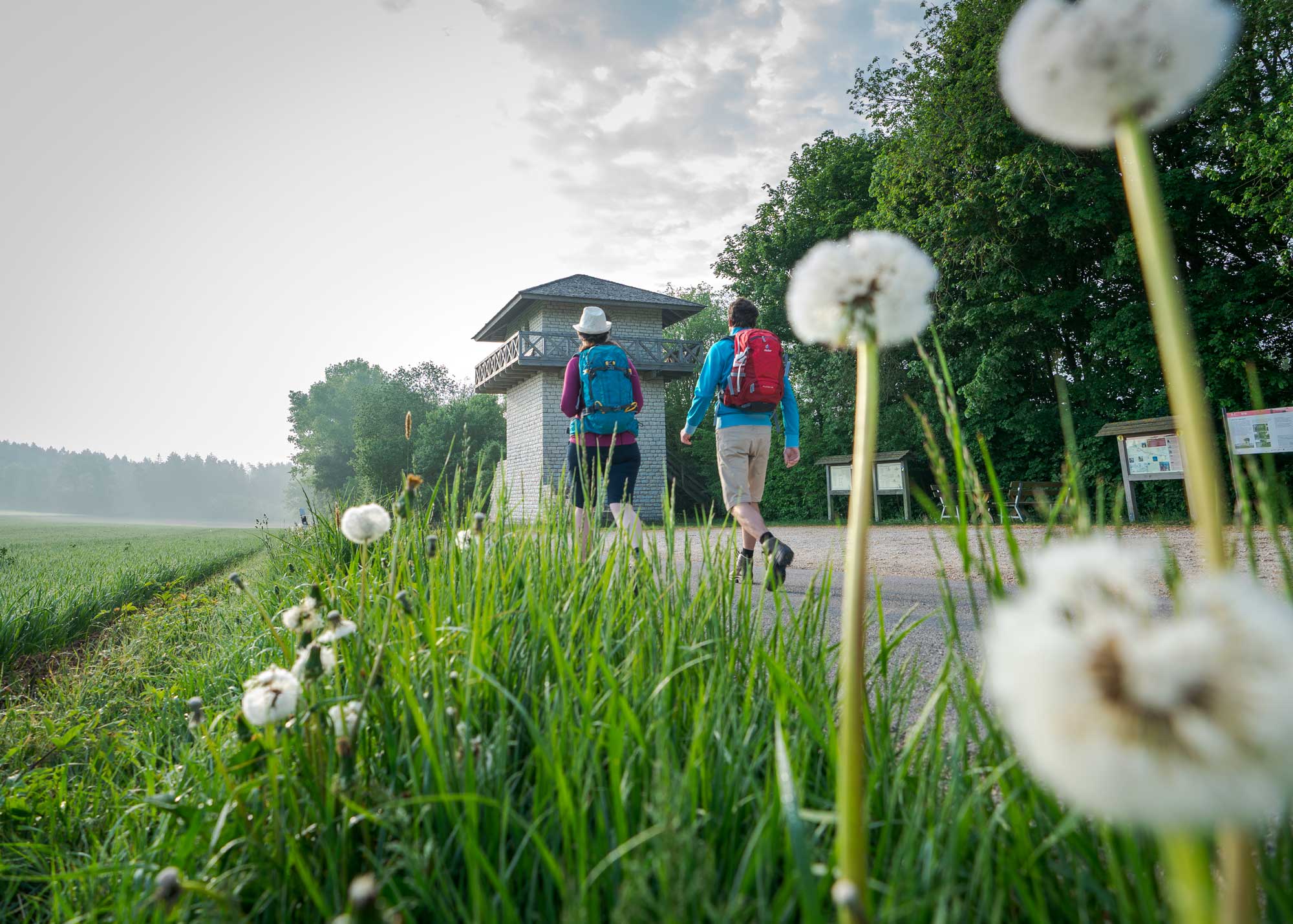 Altmühltal Römerturm Erkertshofen Wandern auf dem Limeswanderweg © Naturpark Altmühltal, Dietmar Denger