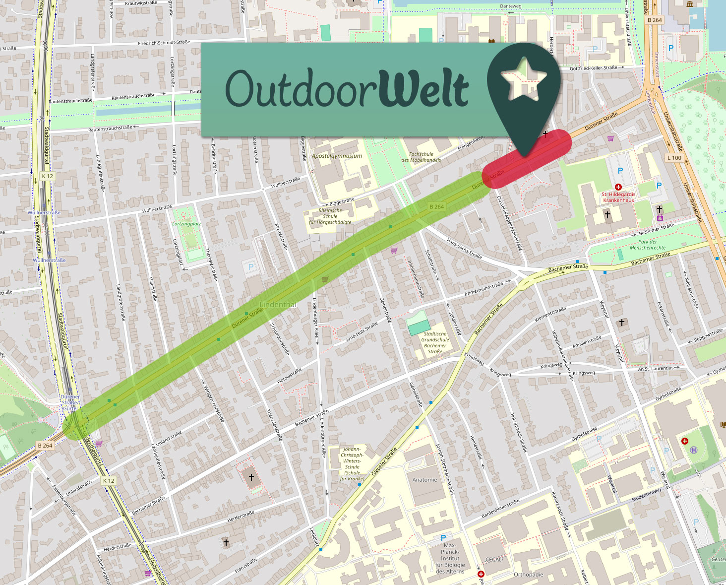Lageplan der OutdoorWelt Köln
