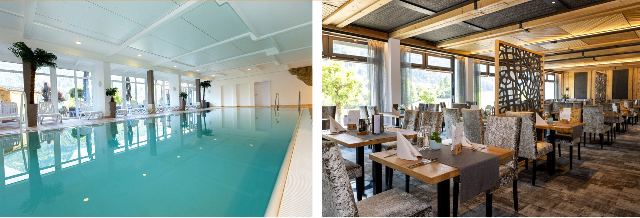 Poolbereich und Restaurant des Hotels Die GAMS
