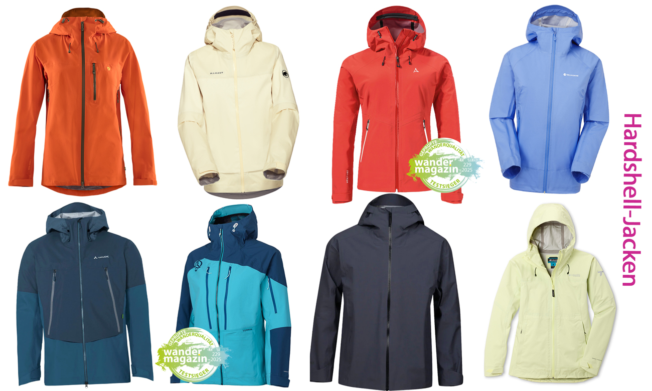 Acht Jackenmodelle aus dem Test als Ansicht