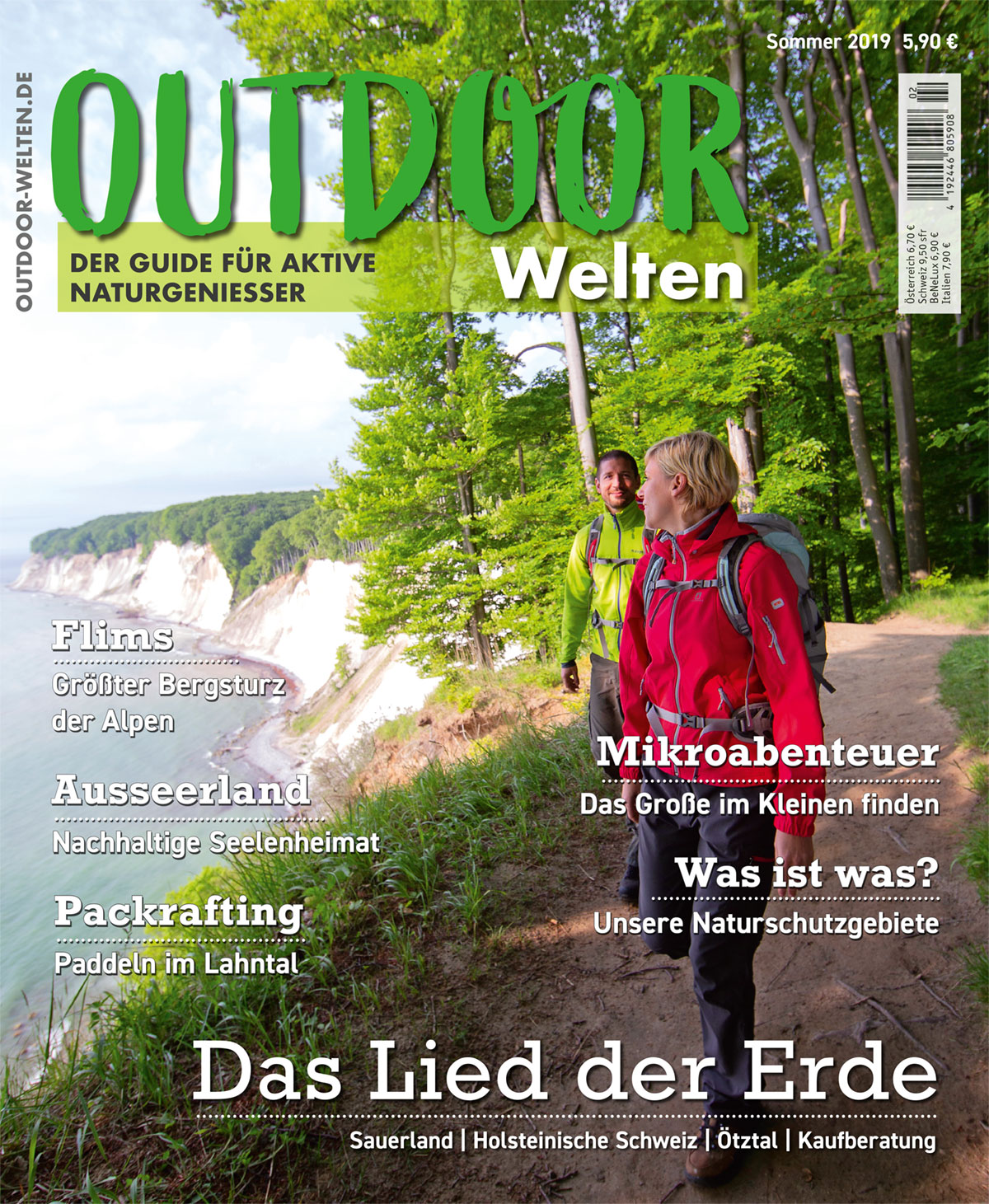 Titelseite OutdoorWelten Sommer 2019 (mag cover)