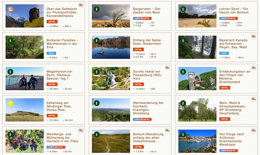 Übersicht aus dem Wandermagazin-Tourenportal